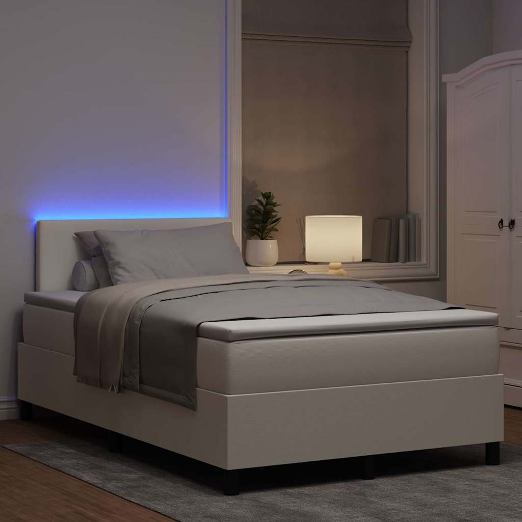 LED Boxspringbett Creme und Weiß 120 x 200 cm Cordstoff