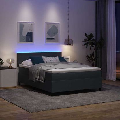 LED Boxspringbett Dunkelgrau und Weiß 140 x 190 cm Cordstoff