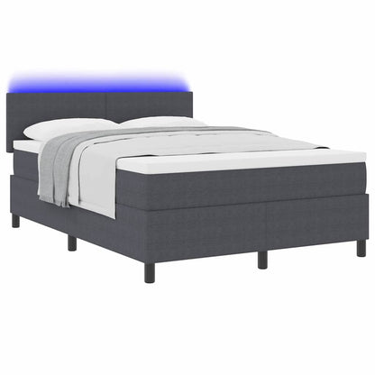 LED Boxspringbett Dunkelgrau und Weiß 140 x 190 cm Cordstoff