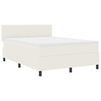 LED Boxspringbett Creme und Weiß 140 x 190 cm Cordstoff