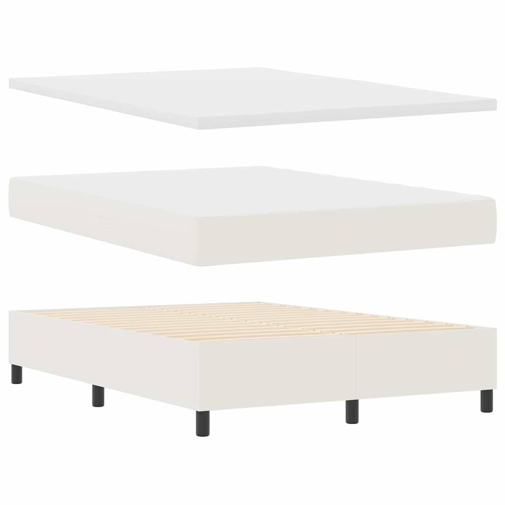 LED Boxspringbett Creme und Weiß 140 x 190 cm Cordstoff