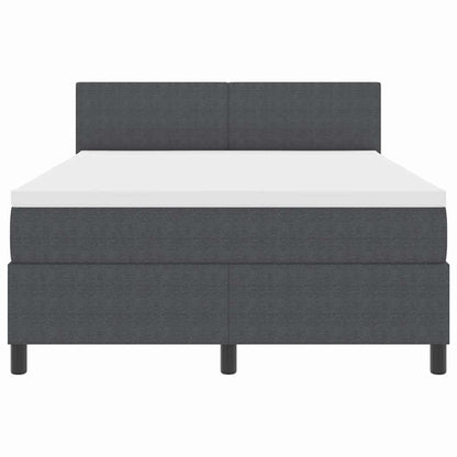 LED Boxspringbett Dunkelgrau und Weiß 140 x 200 cm Cordstoff