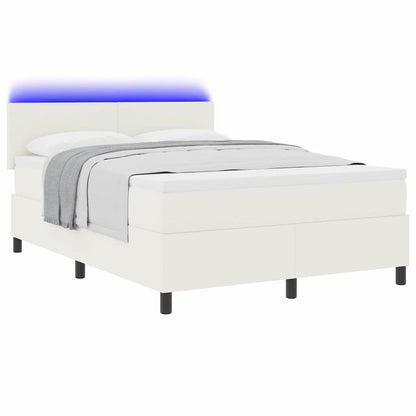 LED Boxspringbett Creme und Weiß 140 x 200 cm Cordstoff