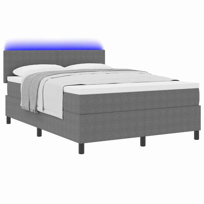 LED Boxspringbett Hellgrau und Weiß 160 x 200 cm Cordstoff