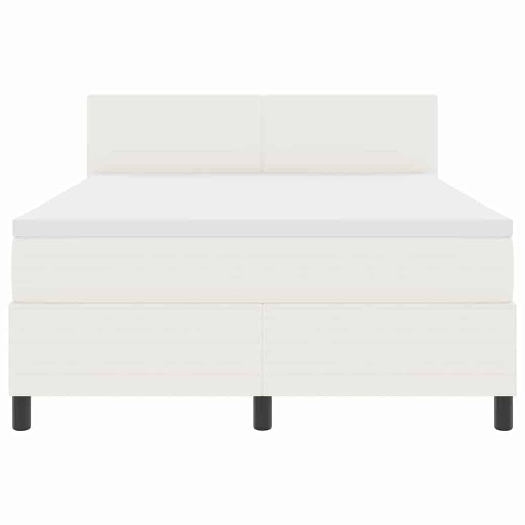 LED Boxspringbett Creme und Weiß 160 x 200 cm Cordstoff