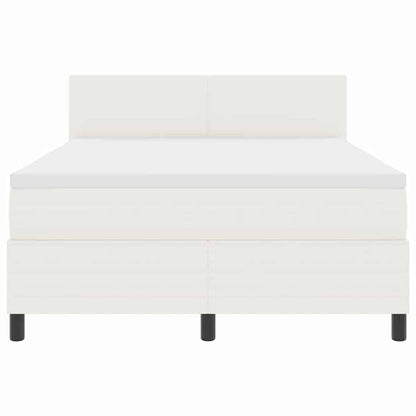LED Boxspringbett Creme und Weiß 160 x 200 cm Cordstoff