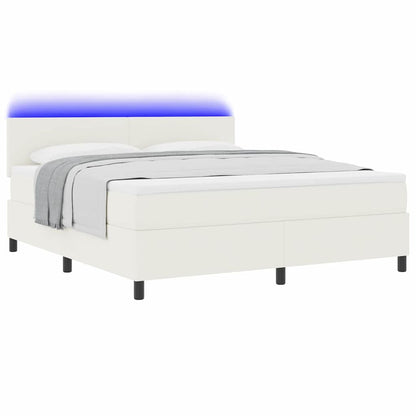 LED Boxspringbett Creme und Weiß 180 x 200 cm Cordstoff