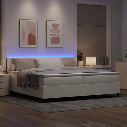 LED Boxspringbett Creme und Weiß 200 x 200 cm Cordstoff