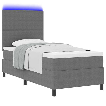 LED Boxspringbett Hellgrau und Weiß 80 x 200 cm Cordstoff