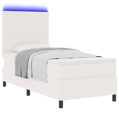 LED Boxspringbett Creme und Weiß 90 x 200 cm Cordstoff