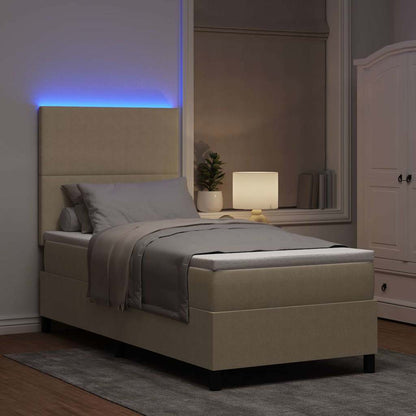 vidaXL LED Boxspringbett Hellgrau und Weiß 90 x 200 cm Cordstoff