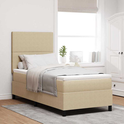 vidaXL LED Boxspringbett Hellgrau und Weiß 90 x 200 cm Cordstoff