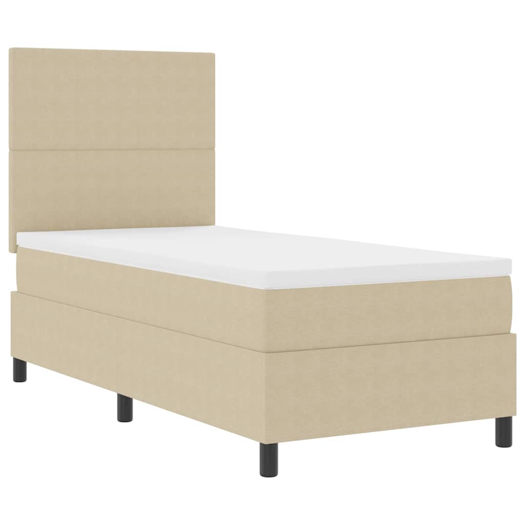 vidaXL LED Boxspringbett Hellgrau und Weiß 90 x 200 cm Cordstoff