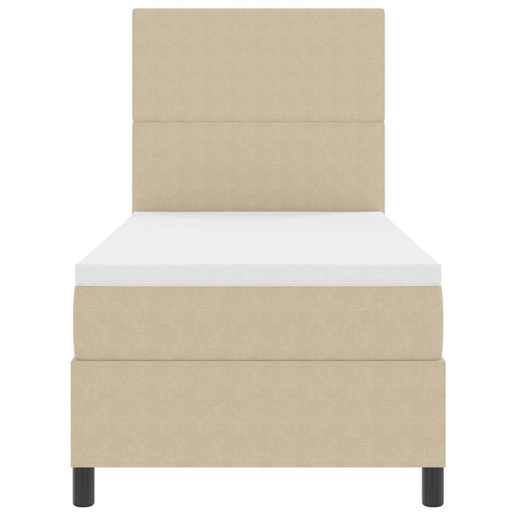vidaXL LED Boxspringbett Hellgrau und Weiß 90 x 200 cm Cordstoff
