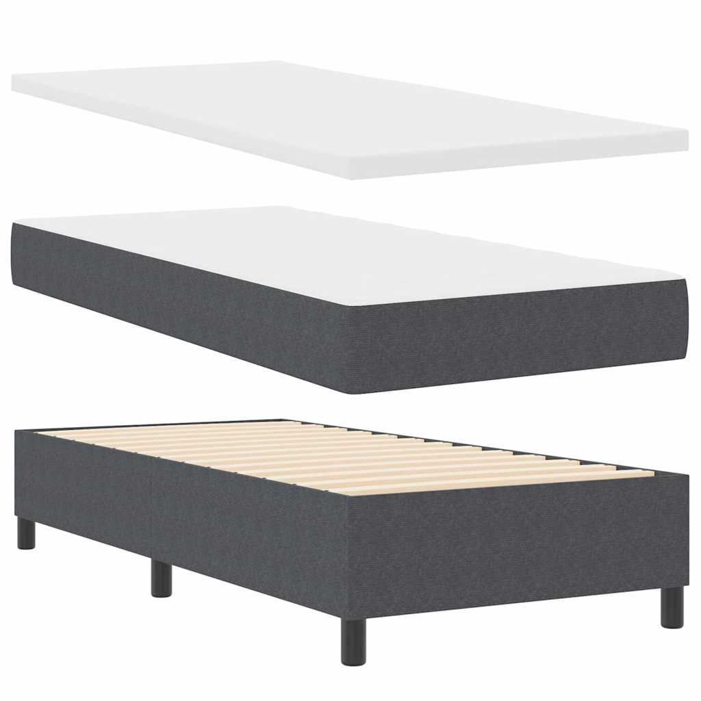 LED Boxspringbett Dunkelgrau und Weiß 100 x 200 cm Cordstoff