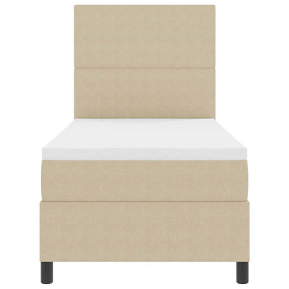 LED Boxspringbett Hellgrau und Weiß 100 x 200 cm Cordstoff