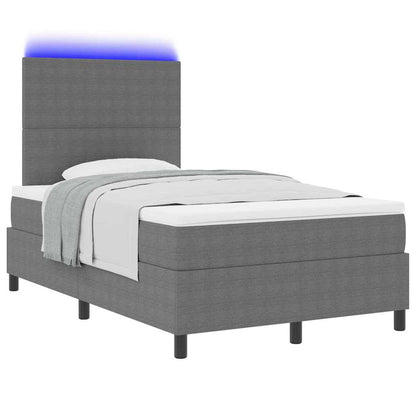 LED Boxspringbett Hellgrau und Weiß 120 x 190 cm Cordstoff