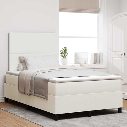 LED Boxspringbett Creme und Weiß 120 x 190 cm Cordstoff