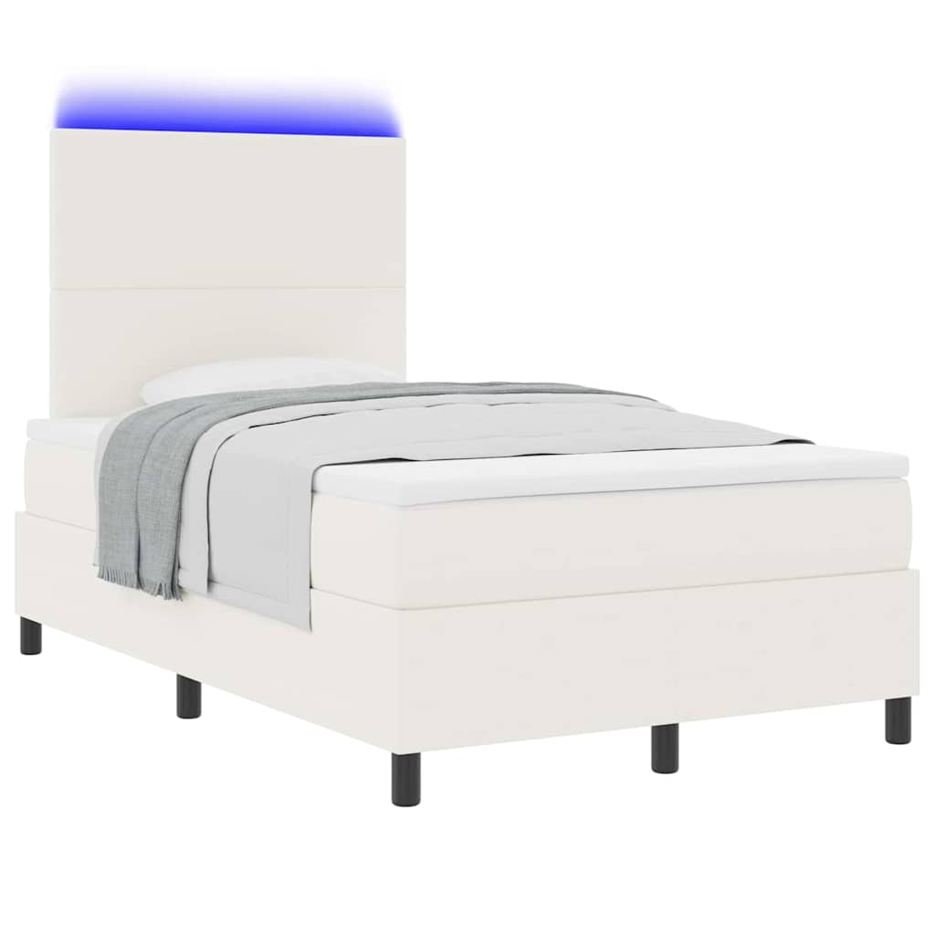 LED Boxspringbett Creme und Weiß 120 x 190 cm Cordstoff