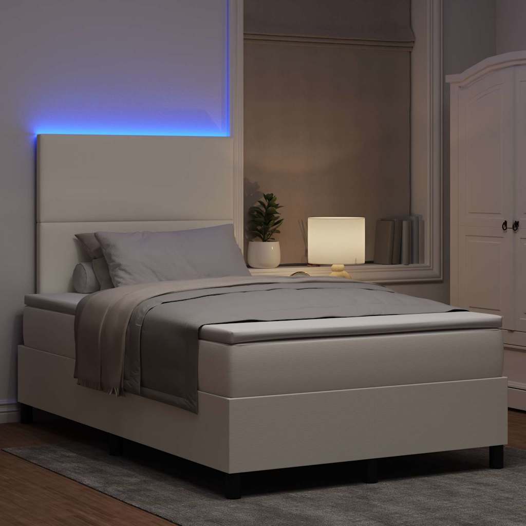 LED Boxspringbett Creme und Weiß 120 x 200 cm Cordstoff
