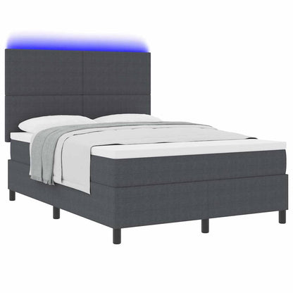 LED Boxspringbett Dunkelgrau und Weiß 140 x 190 cm Cordstoff