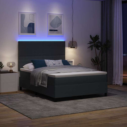 LED Boxspringbett Dunkelgrau und Weiß 140 x 200 cm Cordstoff