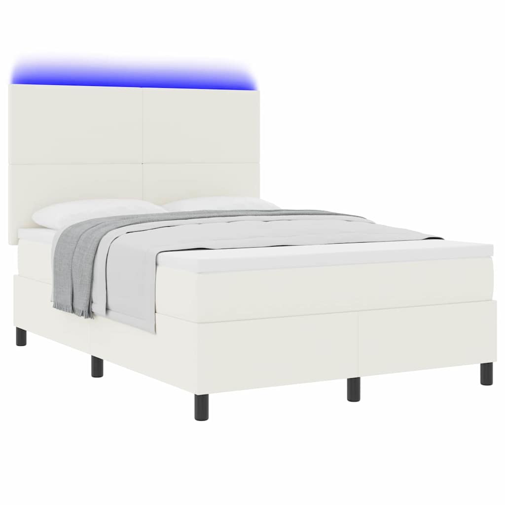 LED Boxspringbett Creme und Weiß 140 x 200 cm Cordstoff