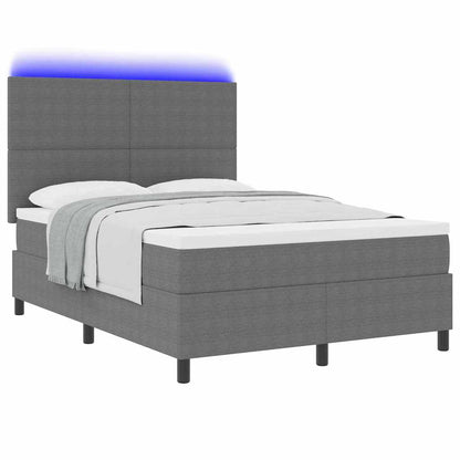 LED Boxspringbett Hellgrau und Weiß 160 x 200 cm Cordstoff
