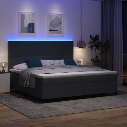 LED Boxspringbett Dunkelgrau und Weiß 200 x 200 cm Cordstoff