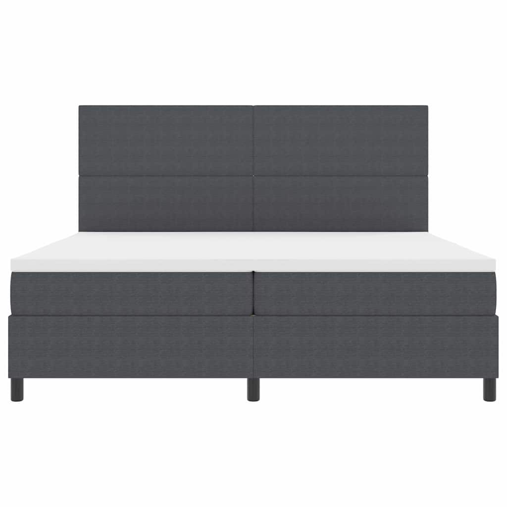 LED Boxspringbett Dunkelgrau und Weiß 200 x 200 cm Cordstoff