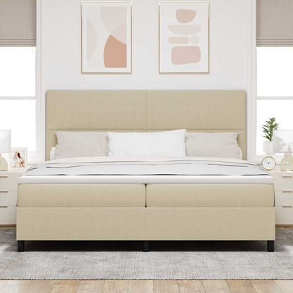 LED Boxspringbett Hellgrau und Weiß 200 x 200 cm Cordstoff