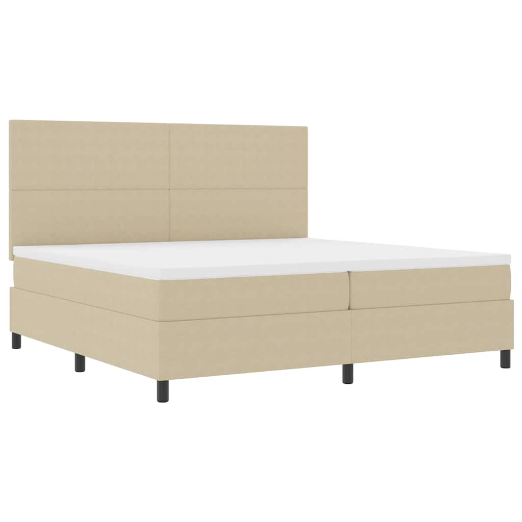 LED Boxspringbett Hellgrau und Weiß 200 x 200 cm Cordstoff