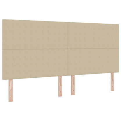 LED Boxspringbett Hellgrau und Weiß 200 x 200 cm Cordstoff