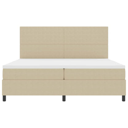 LED Boxspringbett Hellgrau und Weiß 200 x 200 cm Cordstoff