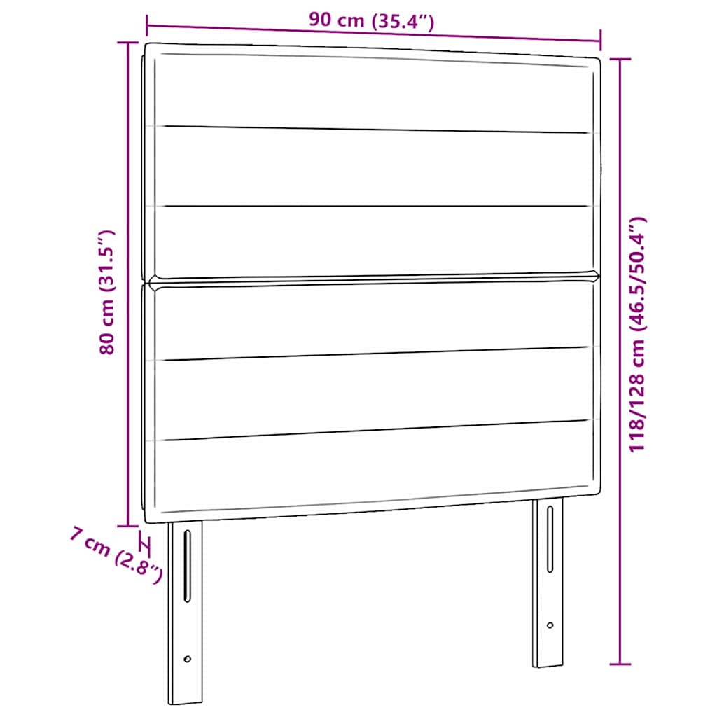 Kopfteil Schwarz 90 cm Stoff