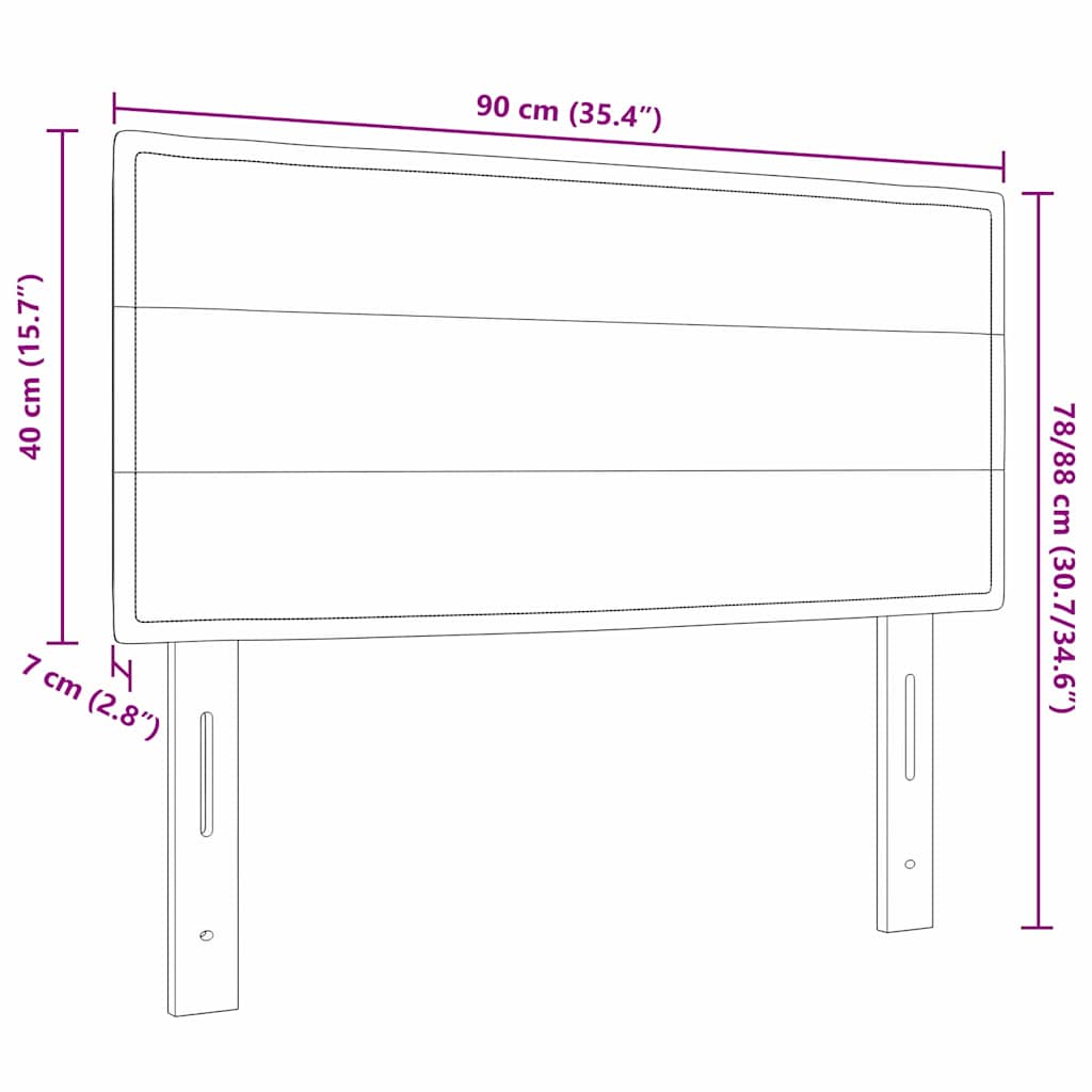 vidaXL LED Kopfteil mit LED-Lichtleisten Dunkelgrau 90 cm Polyester