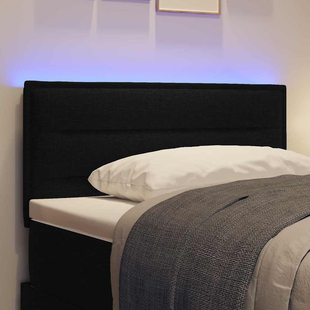 vidaXL LED Kopfteil mit LED-Lichtleisten Schwarz 100 cm Polyester