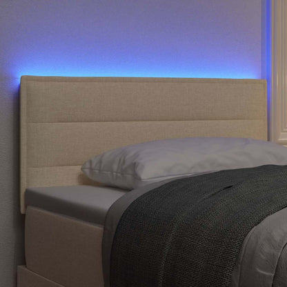 vidaXL LED Kopfteil mit LED-Lichtleisten Creme 100 cm Polyester