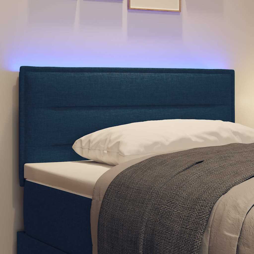 vidaXL LED Kopfteil mit LED-Lichtleisten Blau 100 cm Polyester
