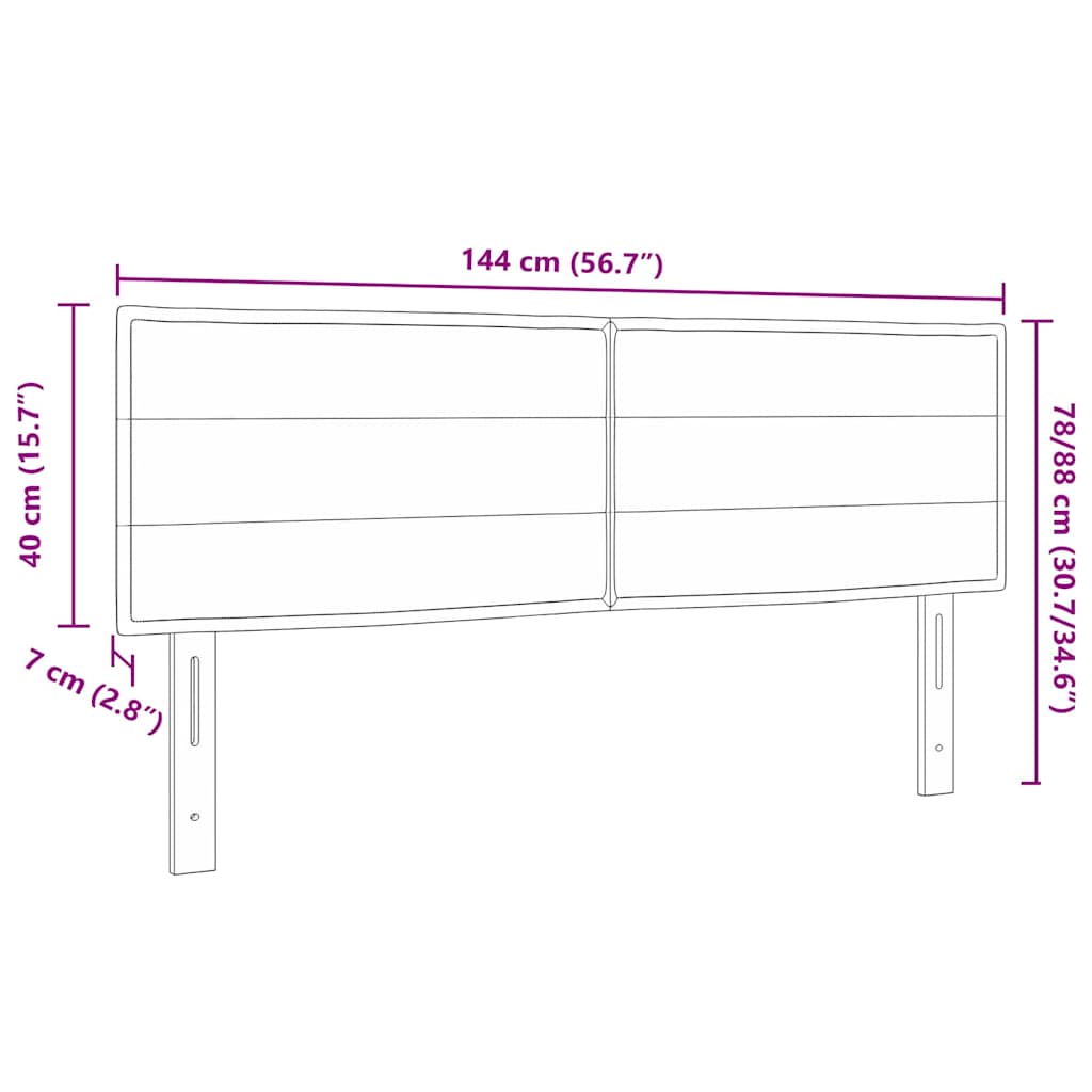 vidaXL LED Kopfteil mit LED -Streifenleuchten Dunkelbraun 144 cm Stoff