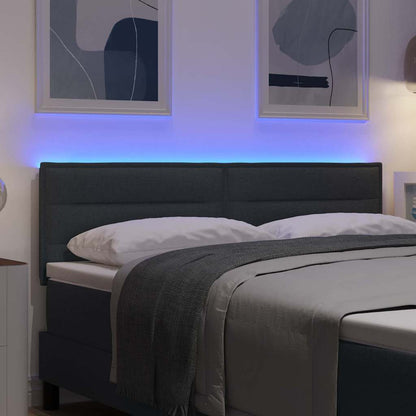 vidaXL LED Kopfteil mit LED-Lichtleisten Dunkelgrau 160 cm Polyester