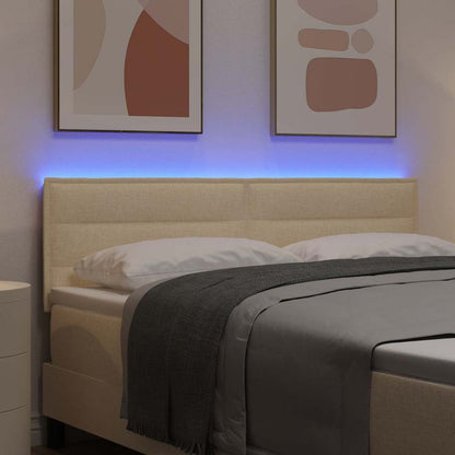 vidaXL LED Kopfteil mit LED-Lichtleisten Creme 160 cm Polyester