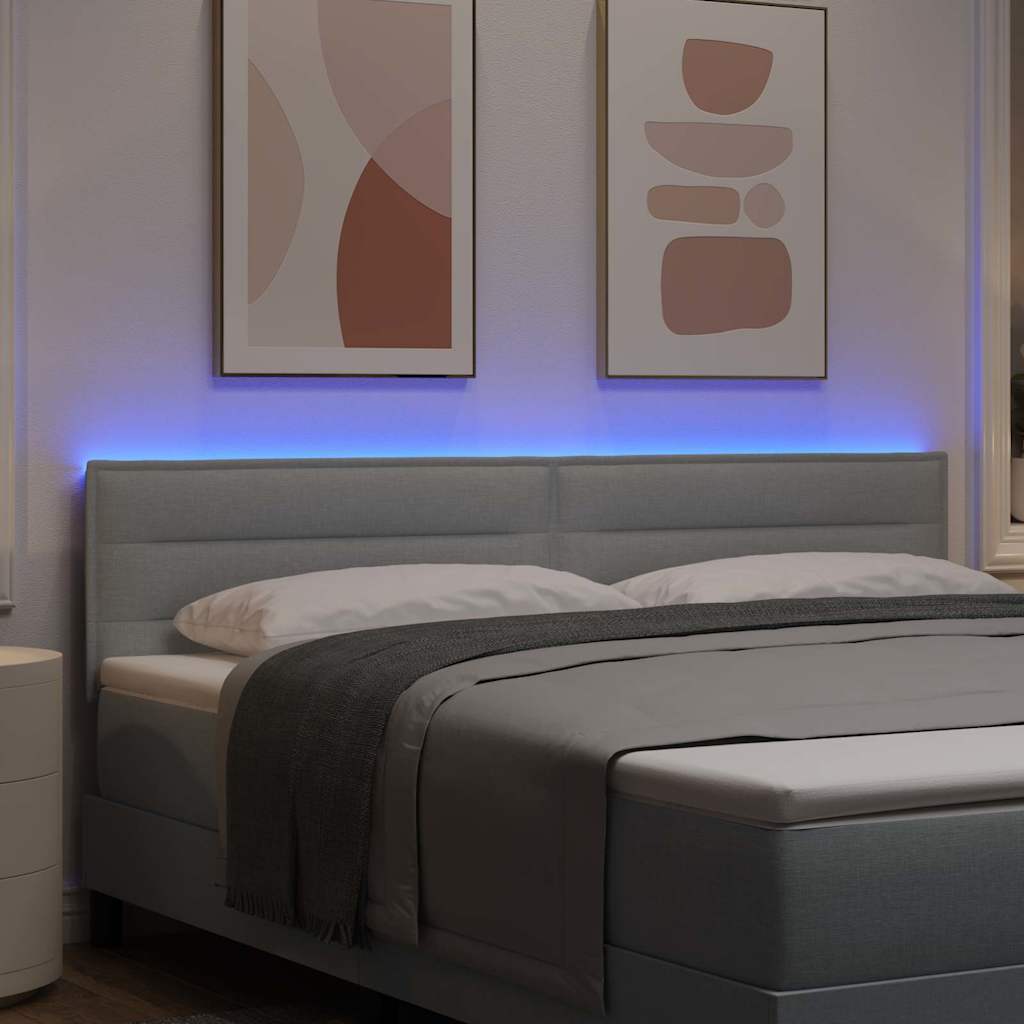 vidaXL LED Kopfteil mit LED-Lichtleisten Hellgrau 180 cm Polyester