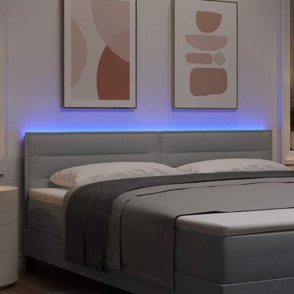 vidaXL LED Kopfteil mit LED-Lichtleisten Hellgrau 180 cm Polyester