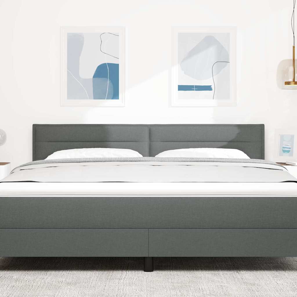 vidaXL LED Kopfteil mit LED-Lichtleisten Dunkelgrau 180 cm Polyester