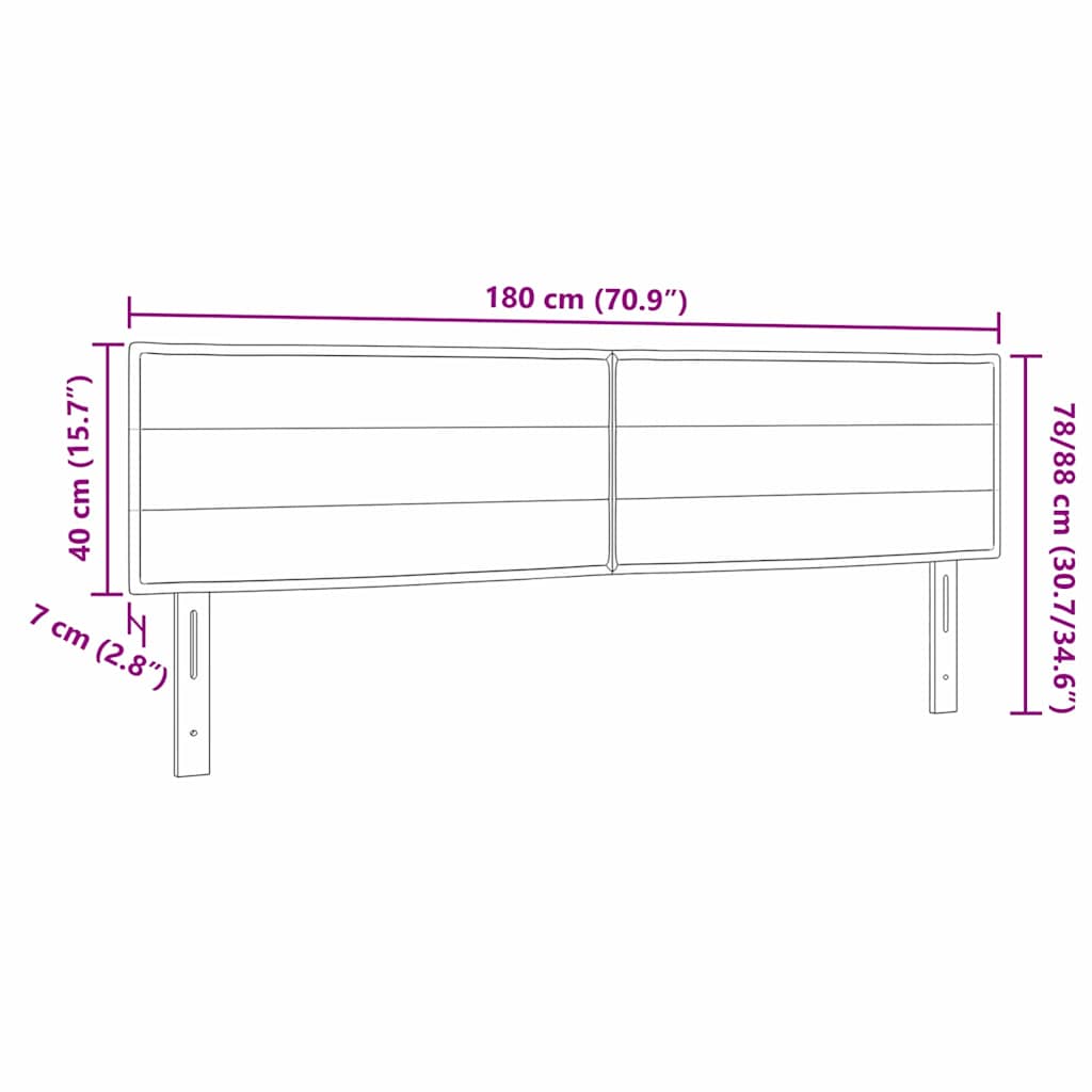 vidaXL LED Kopfteil mit LED-Lichtleisten Creme 180 cm Polyester