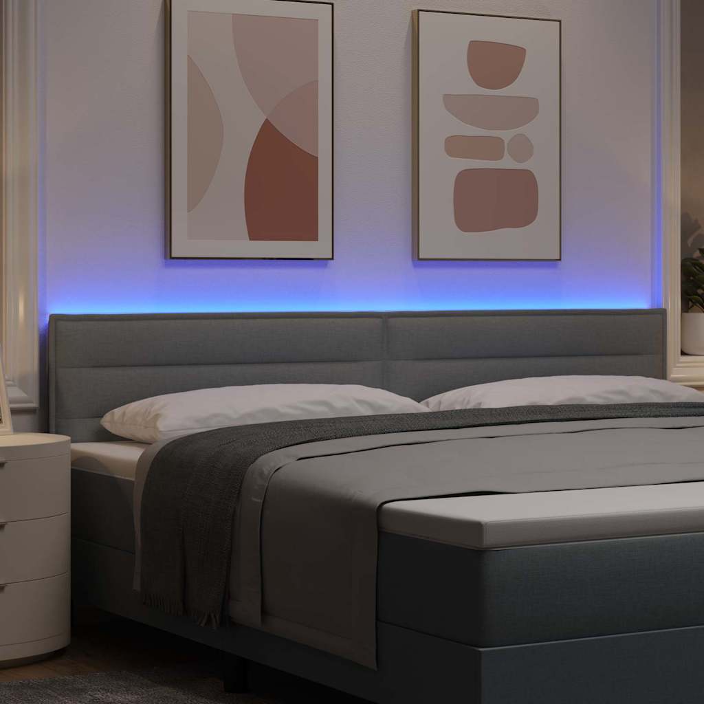 vidaXL LED Kopfteil mit LED-Lichtleisten Hellgrau 200 cm Polyester