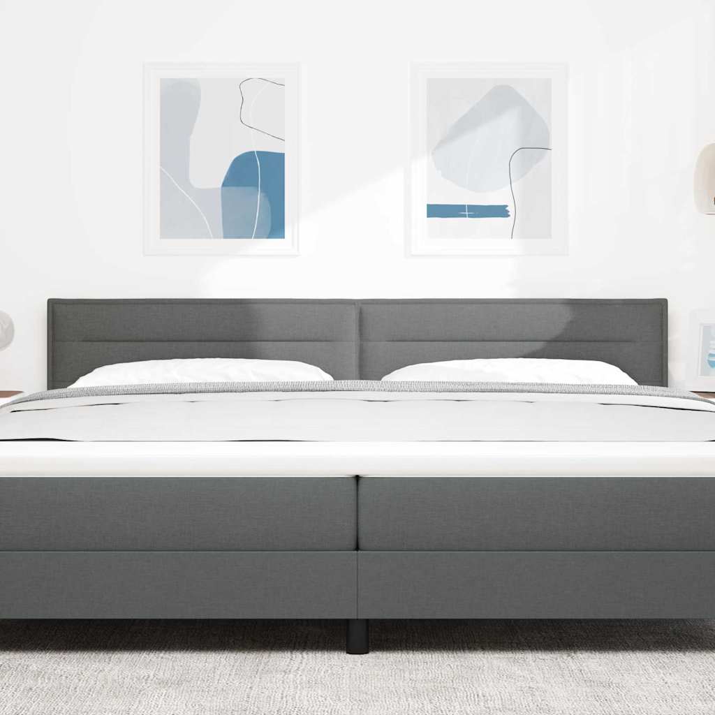 vidaXL LED Kopfteil mit LED-Lichtleisten Dunkelgrau 200 cm Polyester