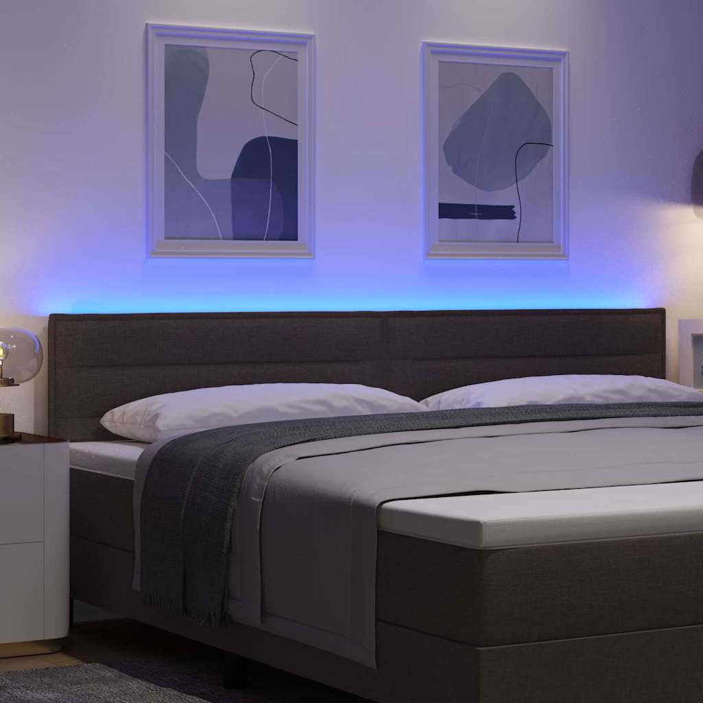 vidaXL LED Kopfteil mit LED-Lichtleisten Dunkelbraun 200 cm Polyester
