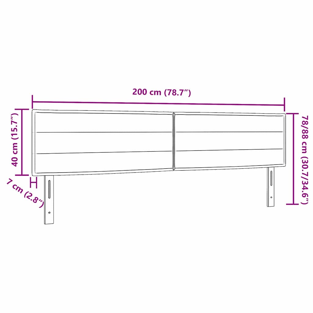 vidaXL LED Kopfteil mit LED-Lichtleisten Dunkelbraun 200 cm Polyester